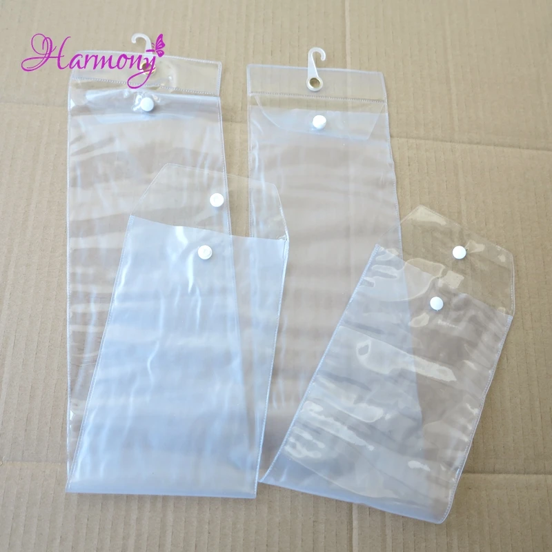100pcs/lot 12inch-26inch plastic pvc bags for packing hair extension transparent packaging bags