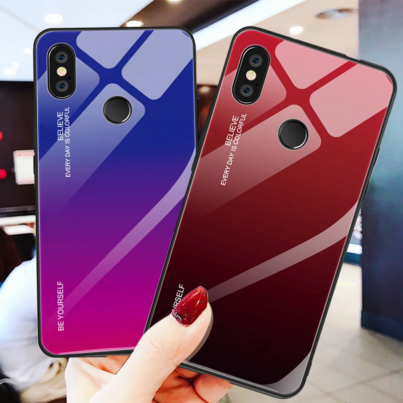 Gradient Tempered Glass Case For Xiaomi Redmi Note 7 5 6 Pro 5Plus Mi 8 9 SE A2 Lite A1 Mix 3 Mi6 6X 5X Cover Pocophone F1 Coque |