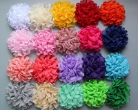 50pslot new 4inch 24colors burn eage chiffon flowers for children hair accessories artificial diy flowers for headbands