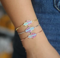 colorful hamsa hand bracelets cubic zirconia jewelry design slider box chain fatimas hand charm turkish lucky girl bracelet