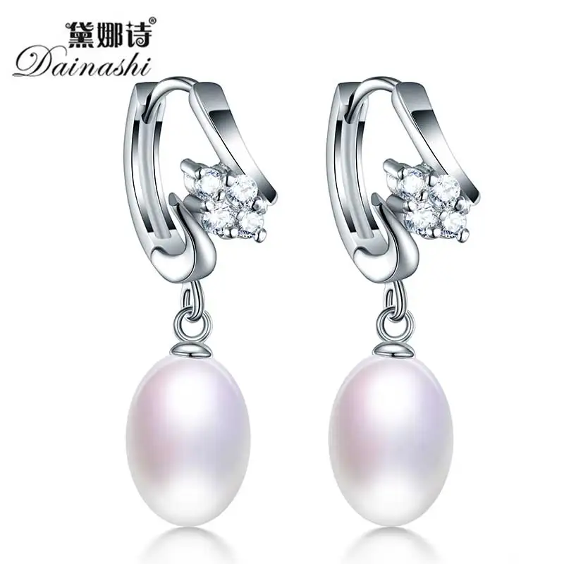Белый розовый фиолетовый черный Подлинная пресноводный жемчуг серьги для женщин