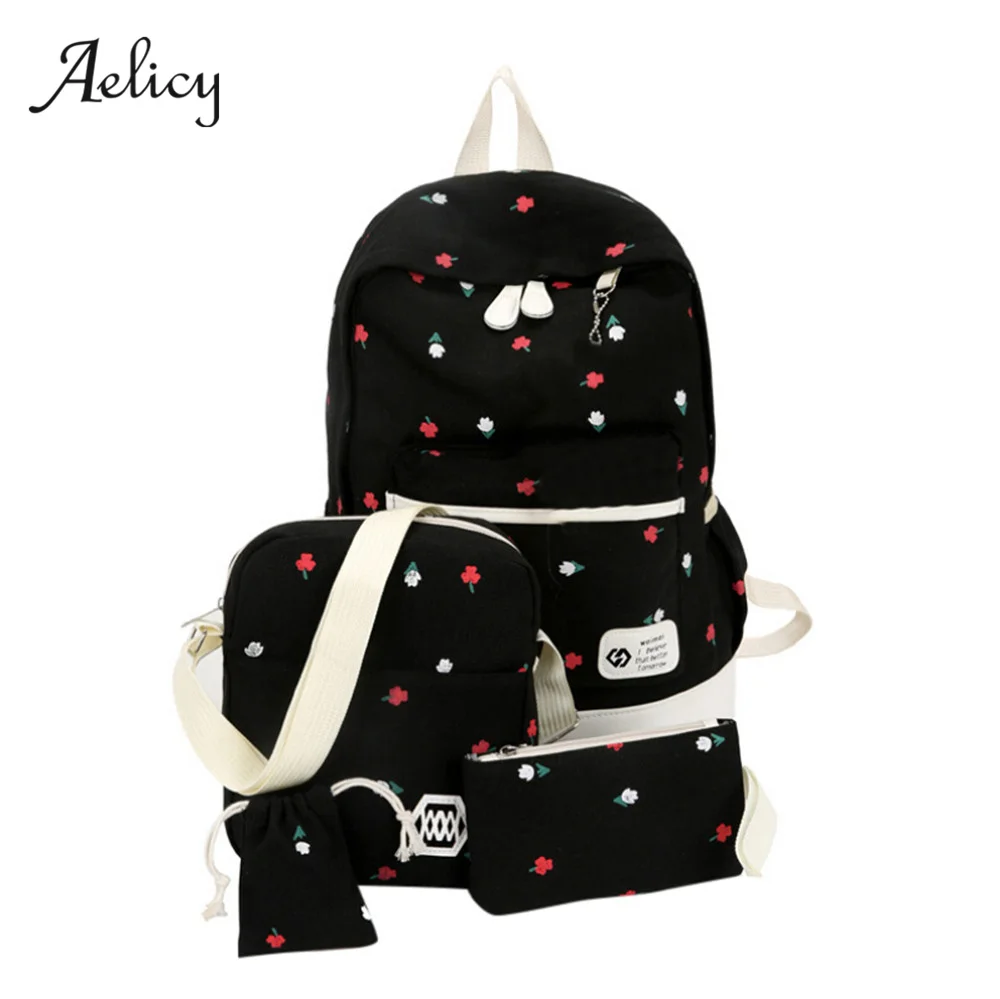 Aelicy четыре комплекта Холщовая Сумка на плечо большой рюкзак школьный для молодых