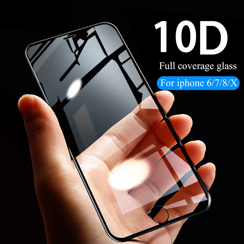 10D 9 H закаленное стекло для Apple iphone X 8 HD Полный экран протектор iph 6 7 plus xs max xr