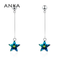 anka trendy star crystal womens earrings with crystal long earrings with pentagram crystal stone crystals from austria 132863