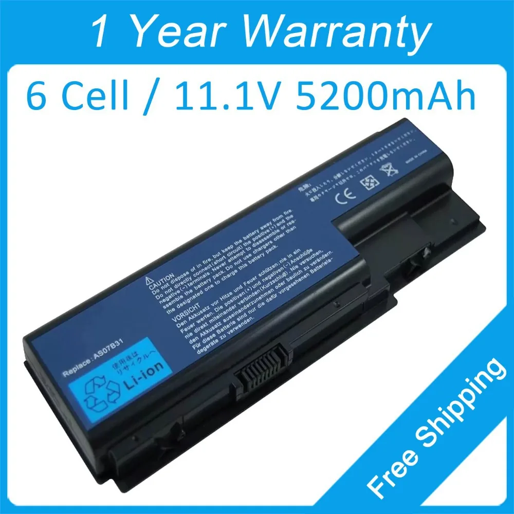 

New 6 cell laptop battery for acer TravelMate 7230 7330 7530 7730 7530G 7730G AS07B41 AS07B52 AS07B72 free shipping