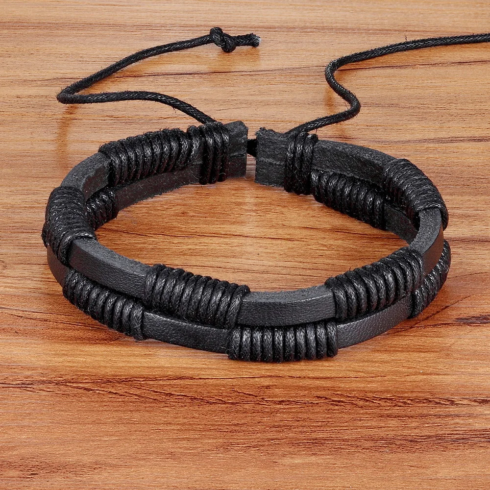 

TYO New Fashion Anchor Leather Men's Bracelets Popular Bangle DIY Handmade Weave Charm Bracelets Pulseras!