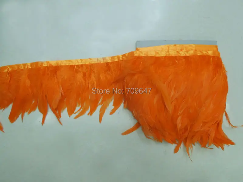 

Coque Feather Fringe of Orange Color 10Yards/Lot 4-6 inches 10-15cm height,Feather Trim,Rooster Feather Trim,Feathered,
