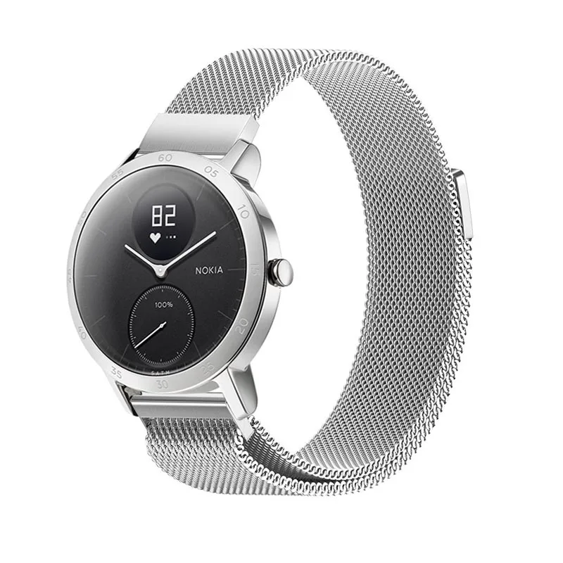 Миланская Петля из нержавеющей стали быстросъемные браслеты для Nokia Withings Steel HR