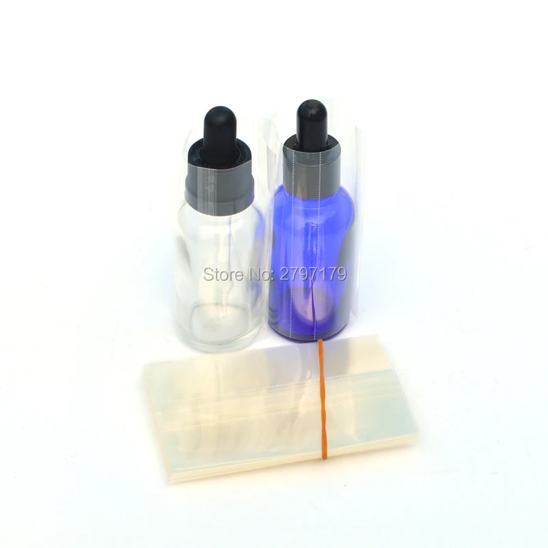 1000PCS PVC Heat Shrink Wrap Film for 30ml E-liquid Glass dropper Bottles shrink sleeve seals for 10ml 30ml glass e-juice bottle