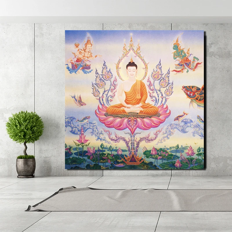 Тайский Будда Искусство Холст Картина Печать Гостиная Декор для дома