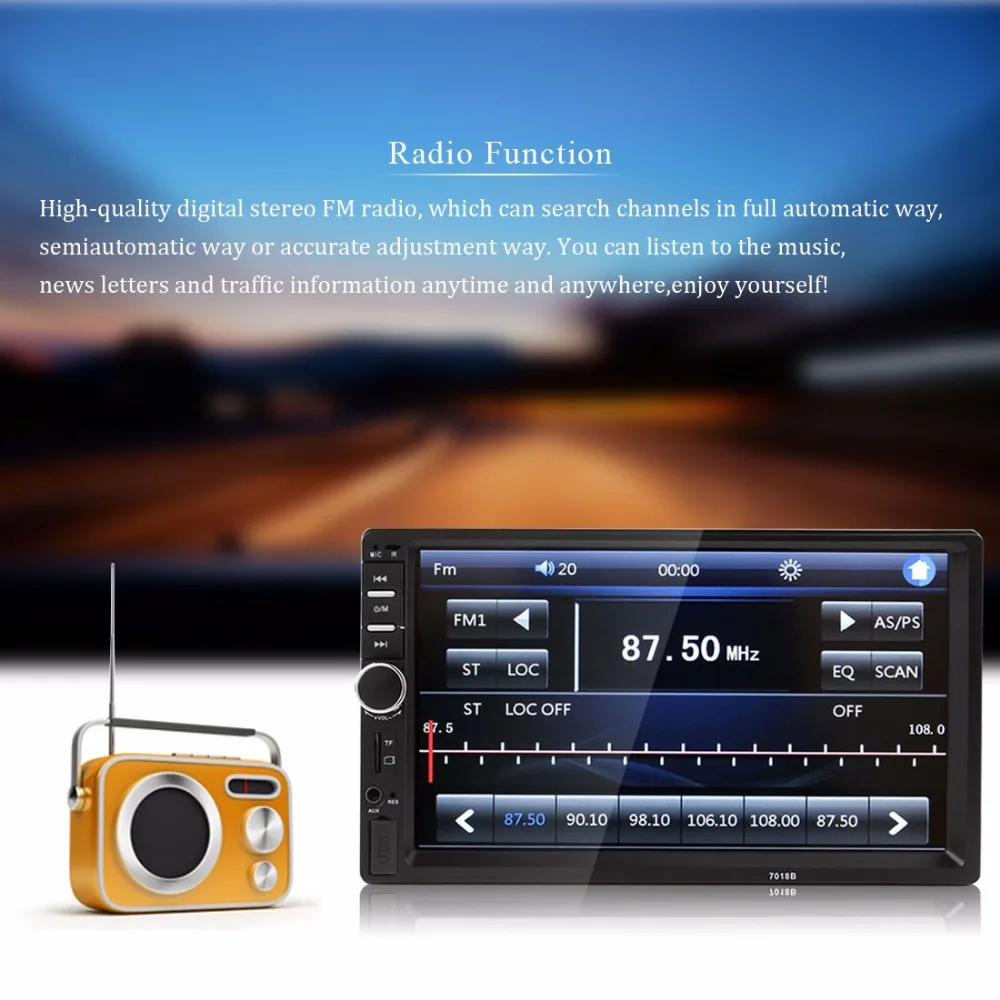 7 дюймов 2 DIN Автомобильный сенсорный экран ЖК дисплей Bluetooth Авто Стерео MP5 радио