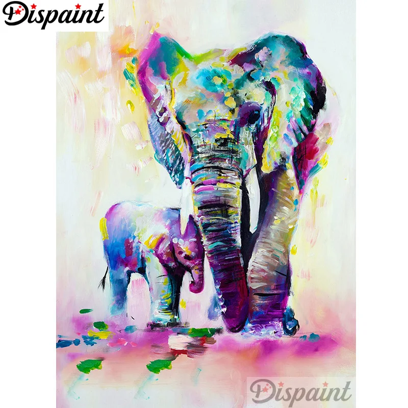

Dispaint Full Square/Round Drill 5D DIY Diamond Painting "Colorful elephant" Embroidery Cross Stitch 3D Home Decor A12957