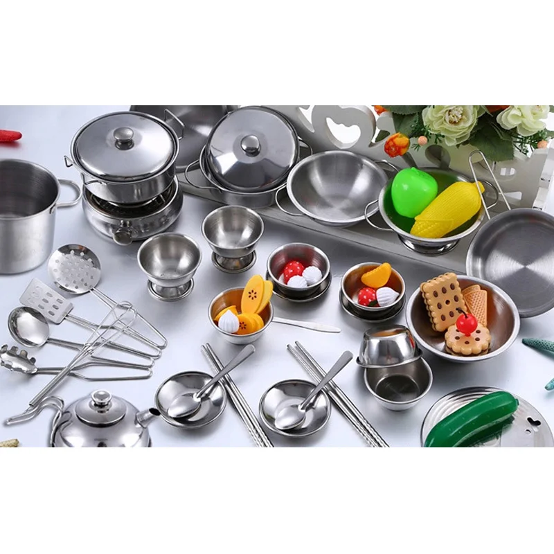 18 шт. Детские Кухонные Игрушки из нержавеющей стали|play cooking|miniature cooking setchildren kitchen