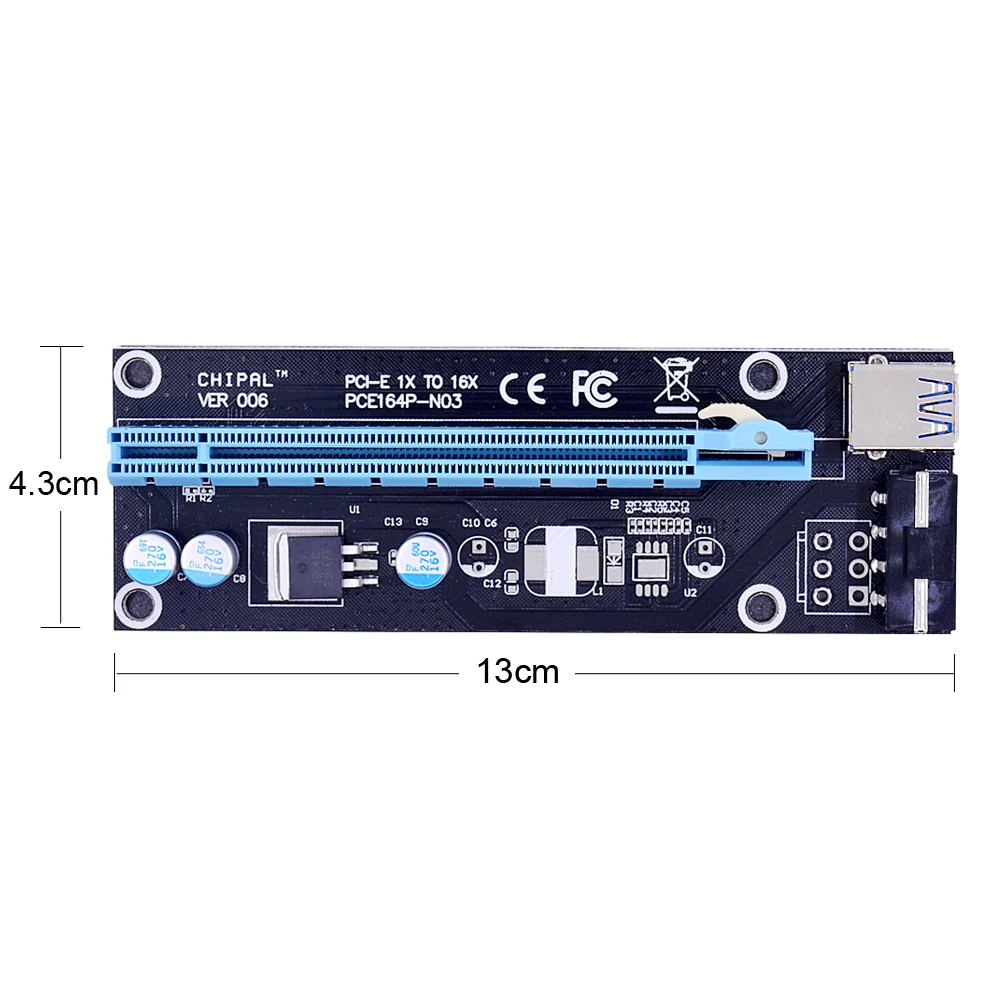 CHIPAL PCI Express 60 см PCI-E 1X к 16X переходная карта конвертер PCIE удлинитель с USB3.0 кабелем +