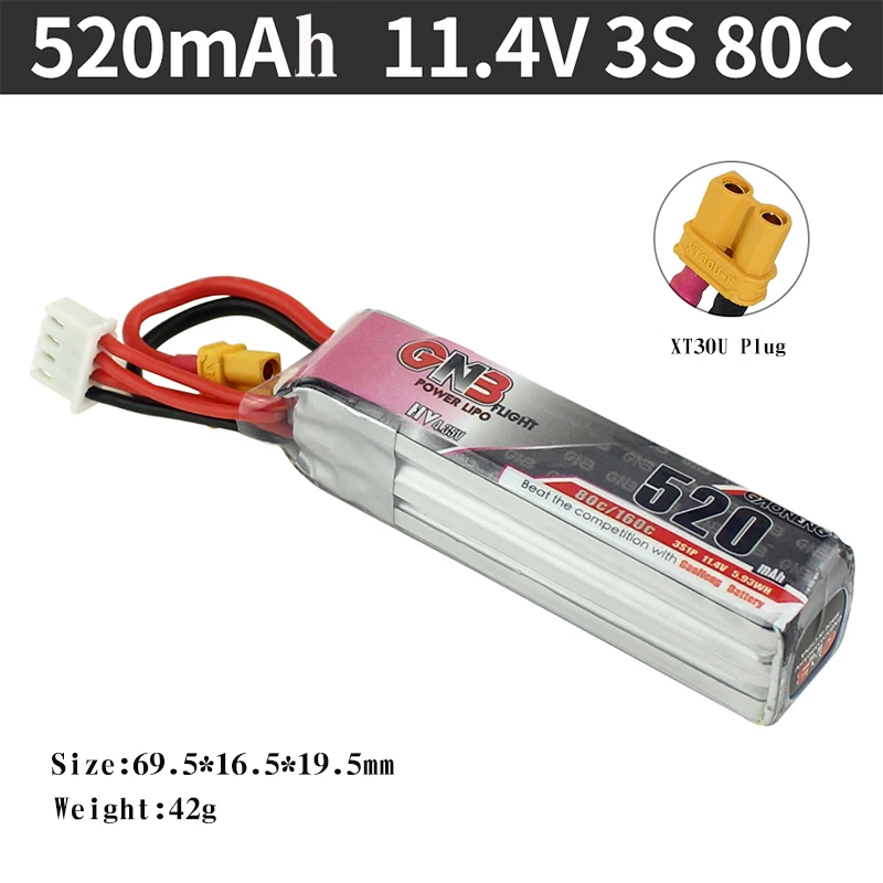2 шт. Gaoneng GNB 520 мАч 3S/4S 11 4 в/15 в HV Lipo Battery XT30 Plug для Beta75X RC Drone FPV Racing|Детали и аксессуары|