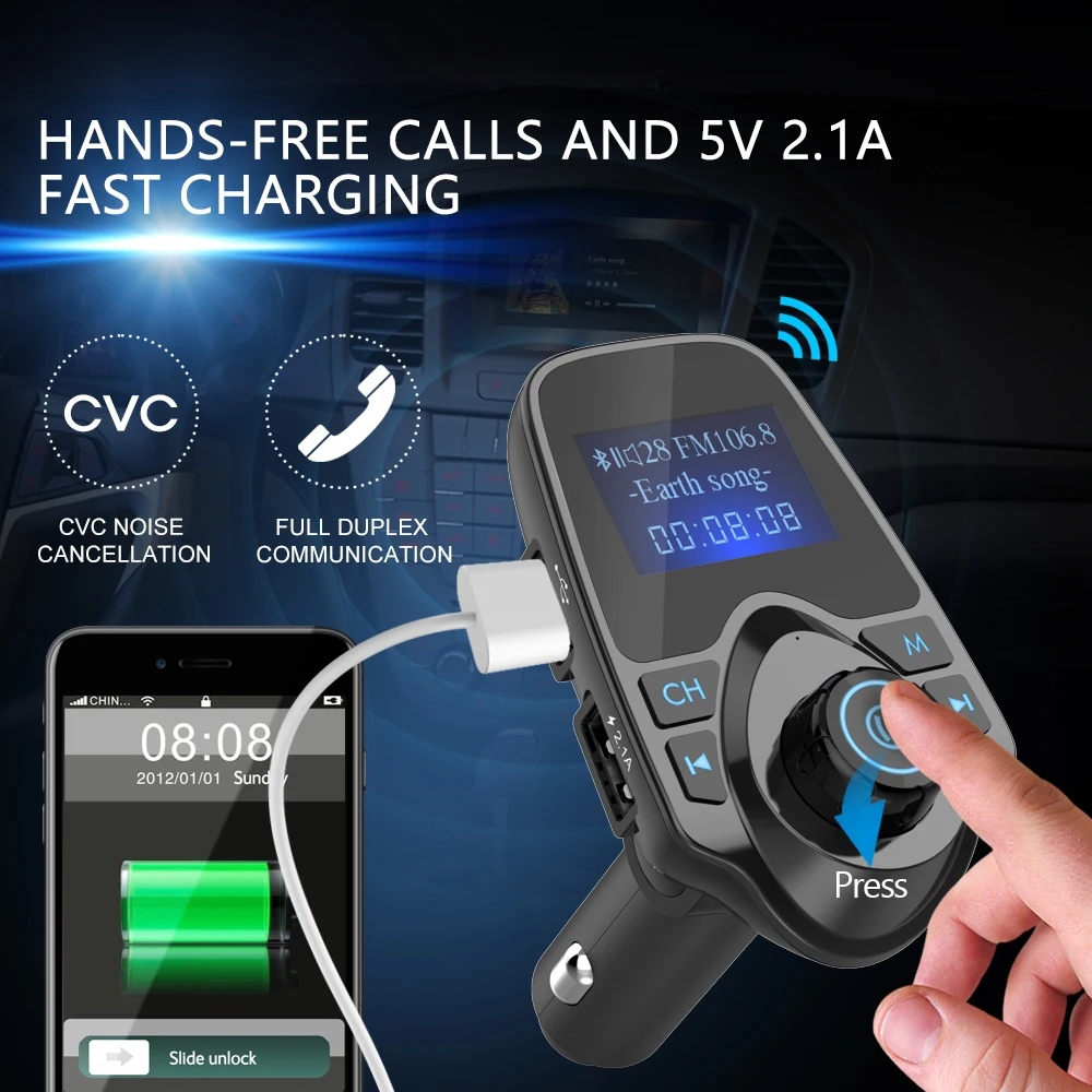 Автомобильный MP3 плеер Nulaxy Bluetooth fm передатчик Hands free автомобильный аудио mp3