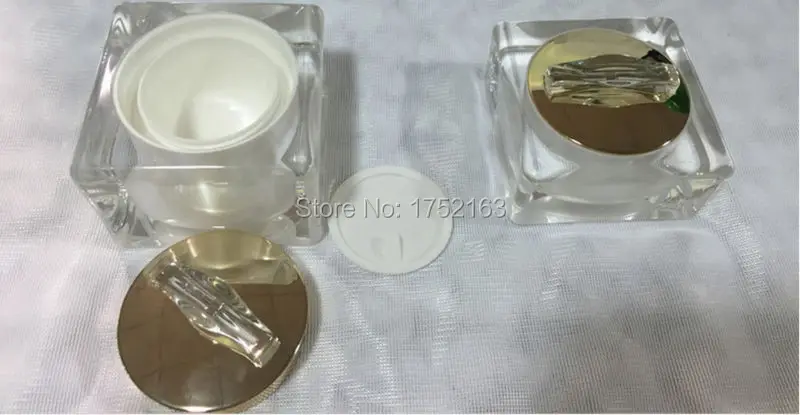 30 г банки жемчужная белая акриловая Квадратная бутылка для крема с крышкой в