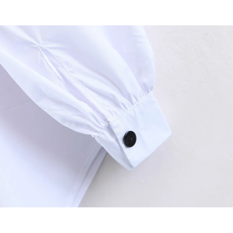 Leo Grand women casual white blouses turtleneck long sleeves shirts buttons design oversized tops blusas 913018 |