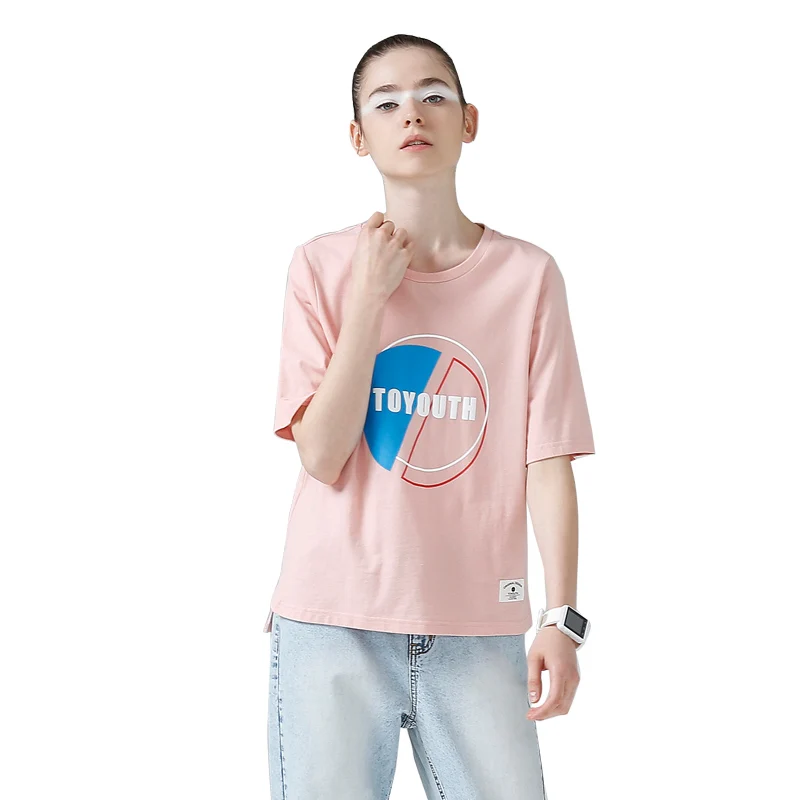 Toyouth летние топы с вышивкой модные женские футболки коротким рукавом