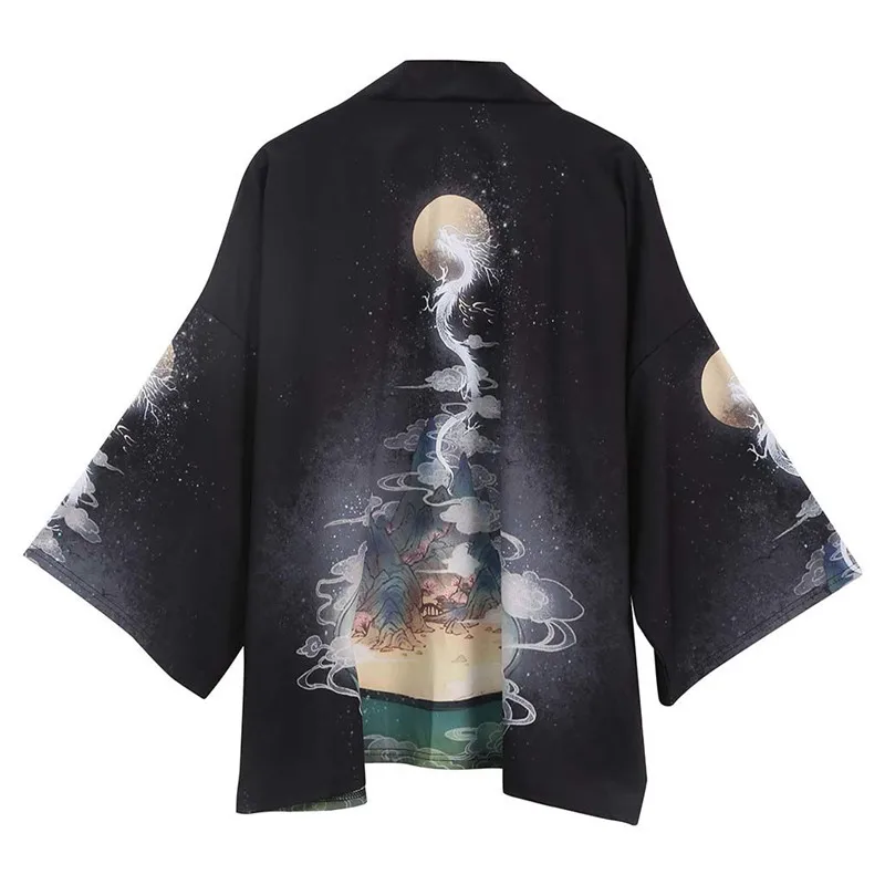 Japanese Kimono Men Bathrobe Print Dragon Sleepwear Big Size Man Long Sleeve Summer Robe 2019 Fashion Asian Harajuku Clothes