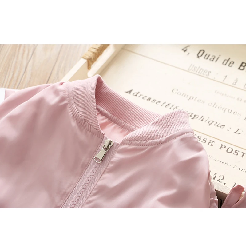 Girls Jacket 2019 Spring New Children's Clothing Fashion Letter Embroidery Stand Collar Long-Sleeved Zipper Trend | Детская одежда