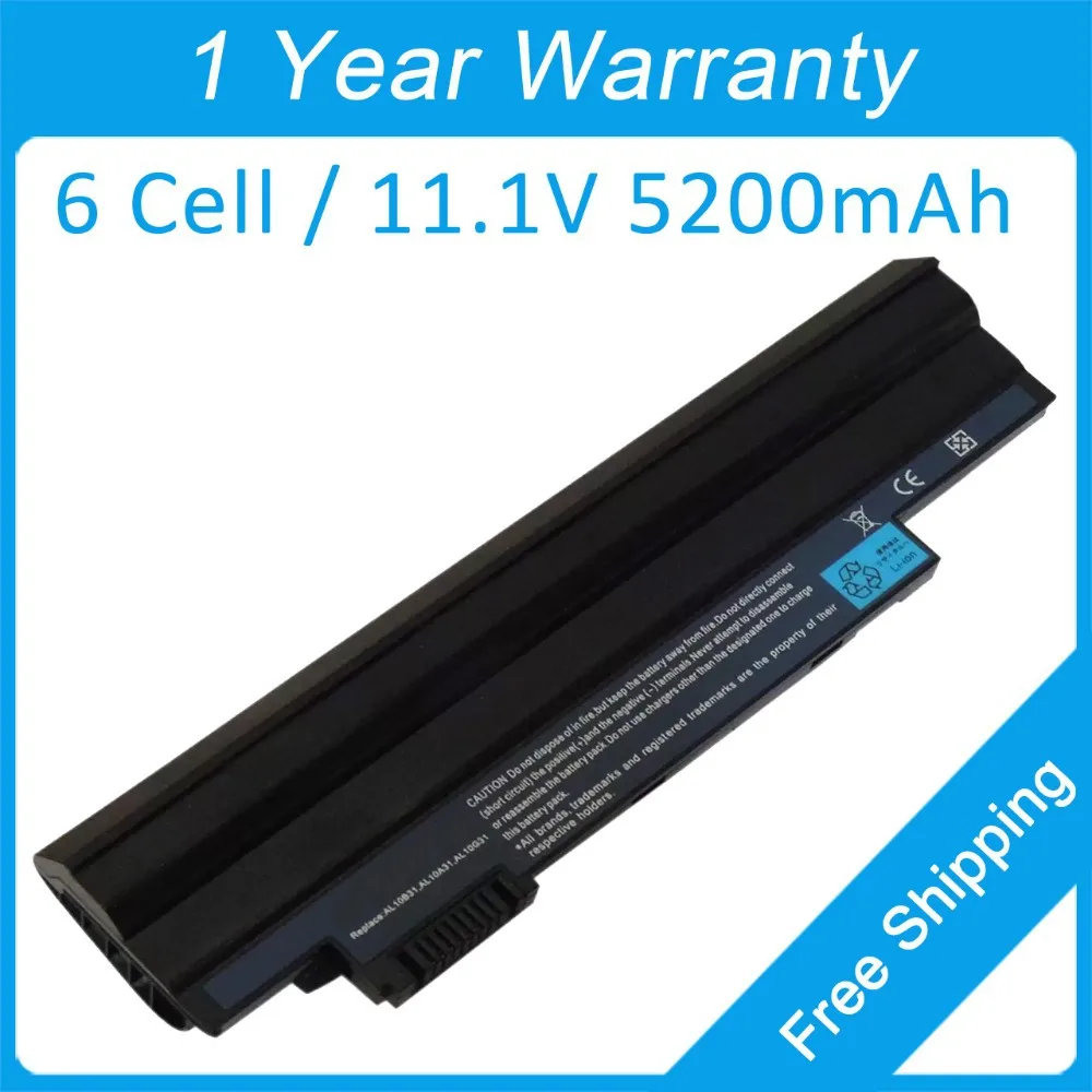 Новый аккумулятор 5200 мАч для ноутбука acer Aspire One AOD255 AOD260 AOE100 AL10B31 ICR17/65L AK.006BT.074