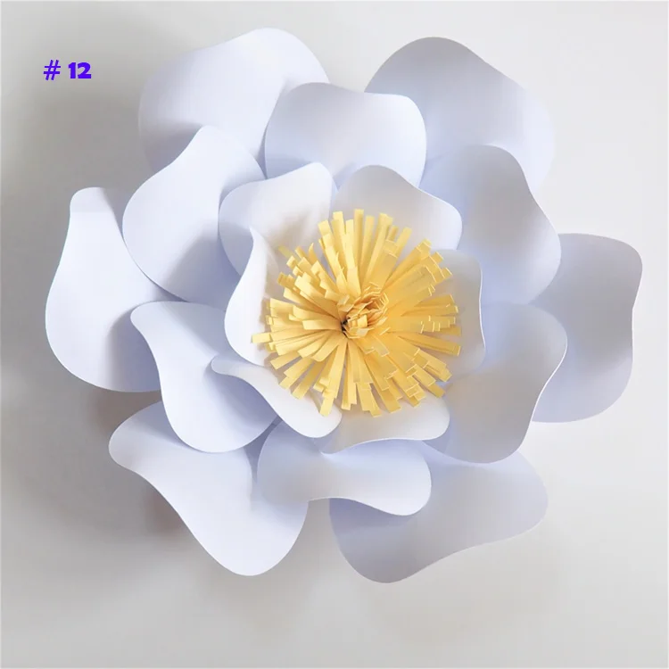 White Yellow Center 20 см Толстая кардшток роза DIY бумажные цветы для свадьбы и события декорации детской стены деко видео-обучающие материалы - Цвет: White Yellow Center