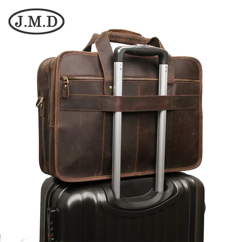 J.M.D Новый портфель с множеством карманов сумка из натуральной кожи в стиле ретро