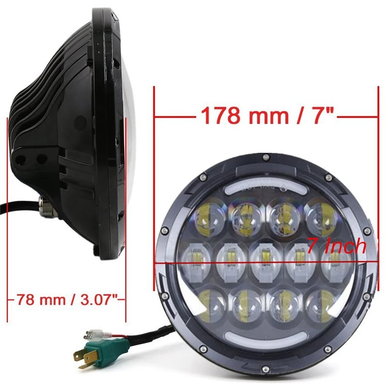 

TNOOG FOR Lada 4x4 urban 2 PCS 105W 7 Inch Round LED Headlight with White/ amber Turn Signal DRL for Jeep Wrangler Hummer H1