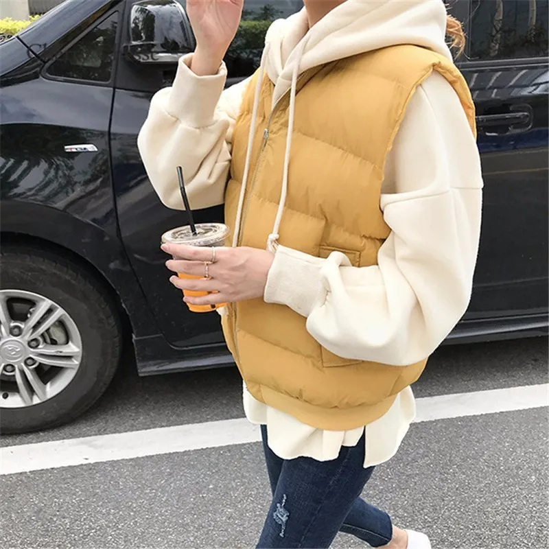 Cherry Chesse Harajuku женский стеганый жилет с карманами на молнии отложным воротником