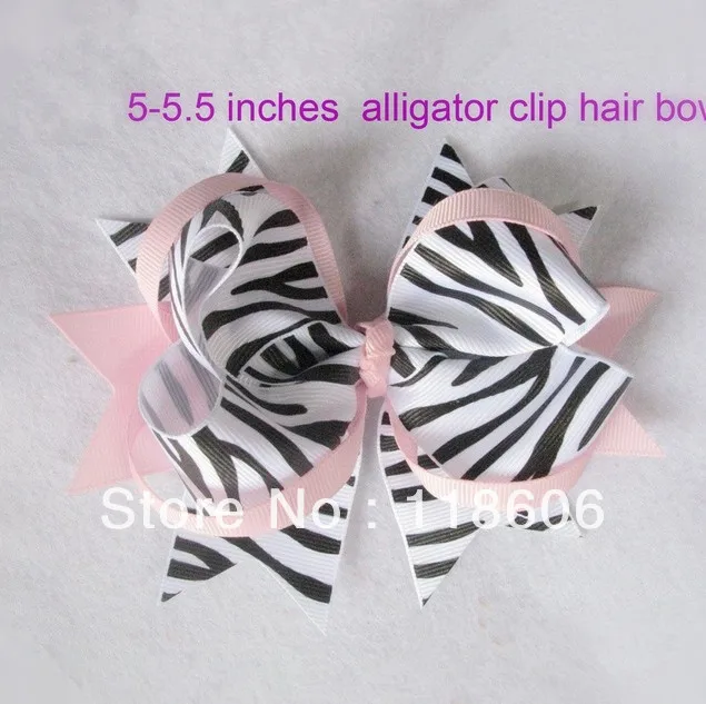 50 шт./лот светло розовый бант для волос с принтом зебры модный бутик большой