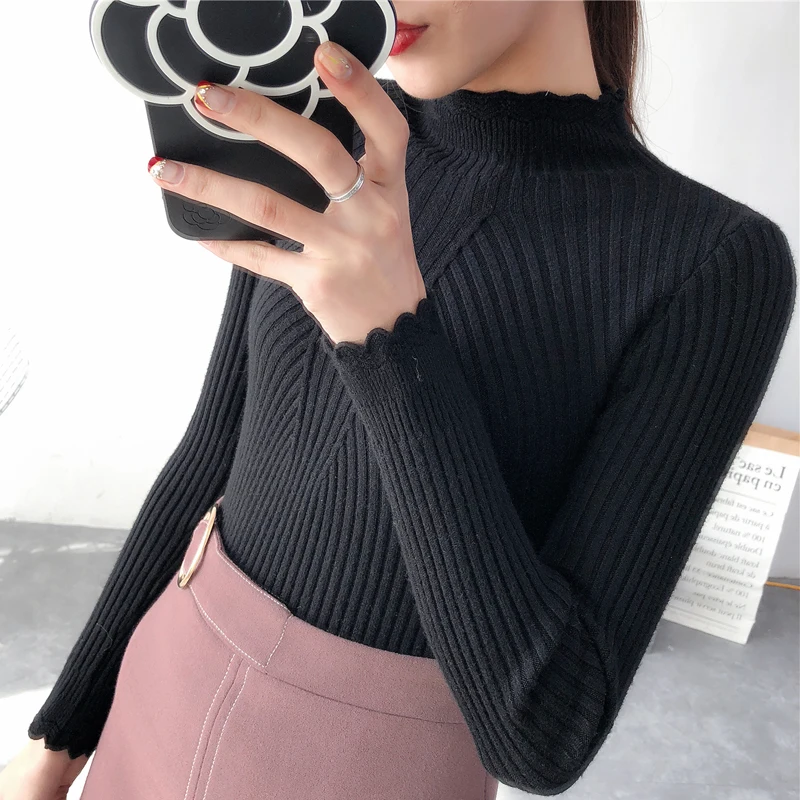Jersey Mujer Invierno Thick Women Sweater and Pullovers Turtleneck Long Sleeve Hollow Out Solid Sueter Pull Femme | Женская одежда