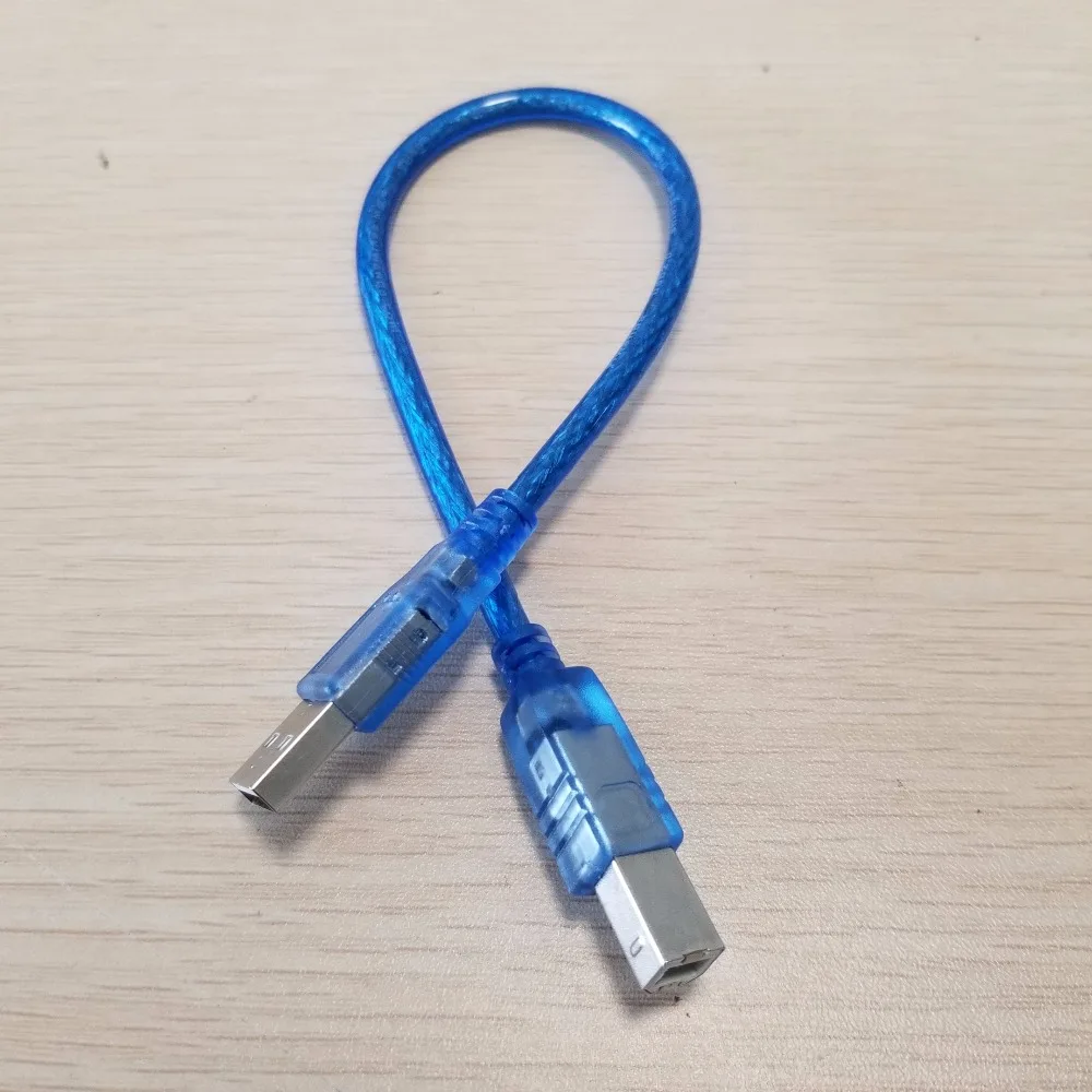 

10pcs/lot USB 2.0 Type A Male to B Male Adapter Converter Short Data Cable Cord for Printer Blue 30cm