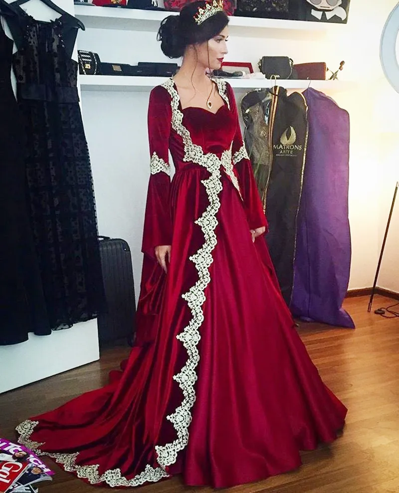 HQ Элегантный Мусульманин Вечерние Платья с Длинным Рукавом Белого Кружева