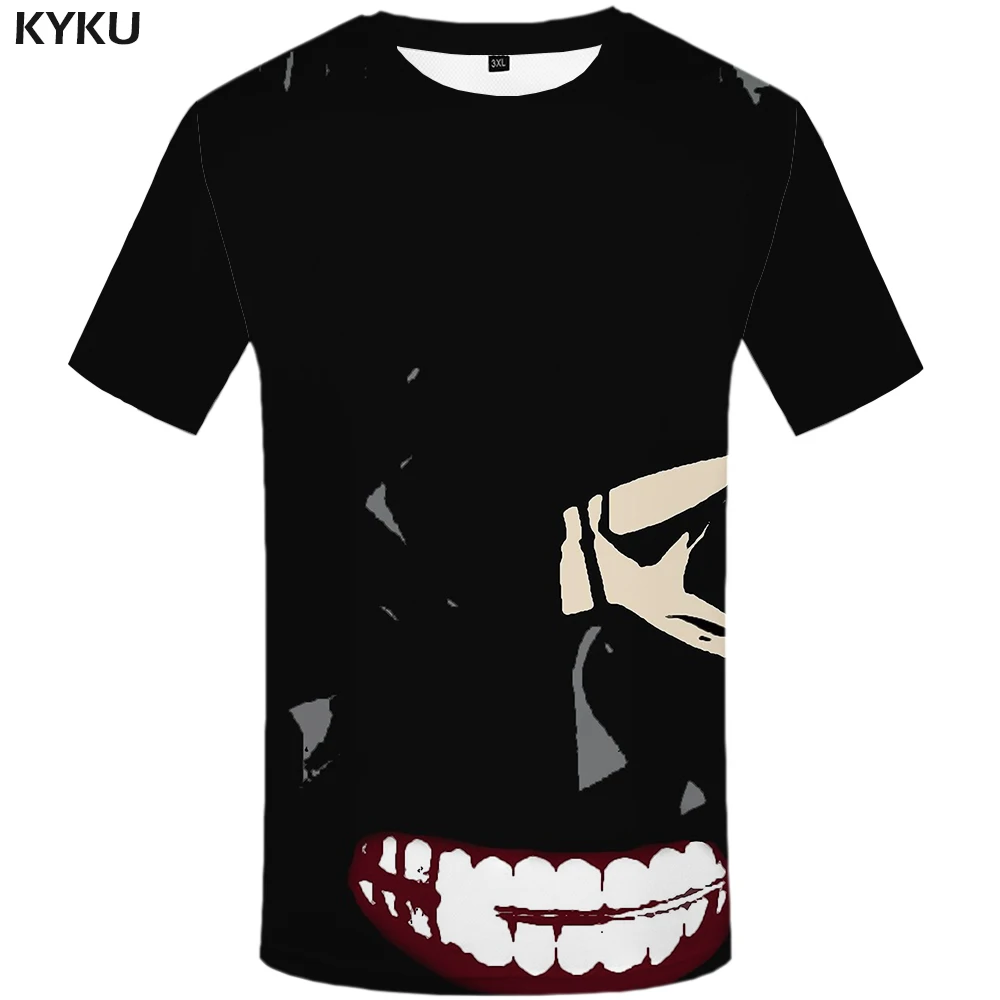 Бренд KYKU футболка Tokyo Ghoul Мужская черная с принтом из мультфильма японские