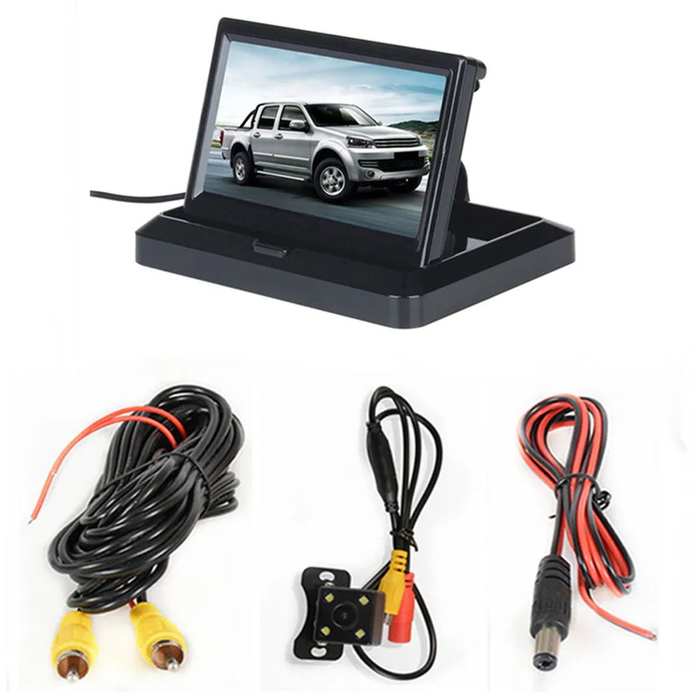 With camera wired05 Складной " TFT LCD HD800* 480 экран автомобильный монитор заднего вида парковочный монитор с 2 видео входом, камера заднего вида(опционально - Цвет: With camera wired05