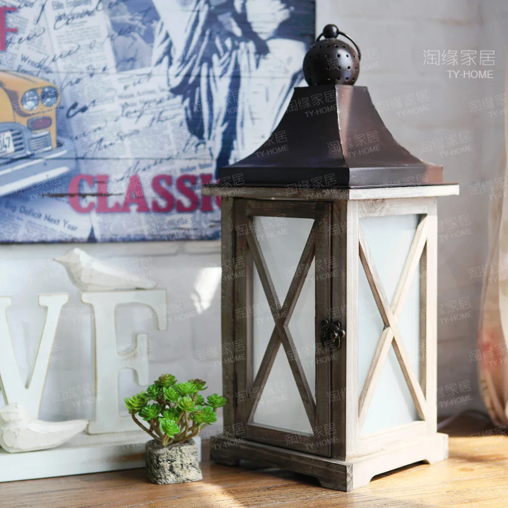 European American country furniture wood minimalist retro lantern lamp models for the old bedside | Дом и сад