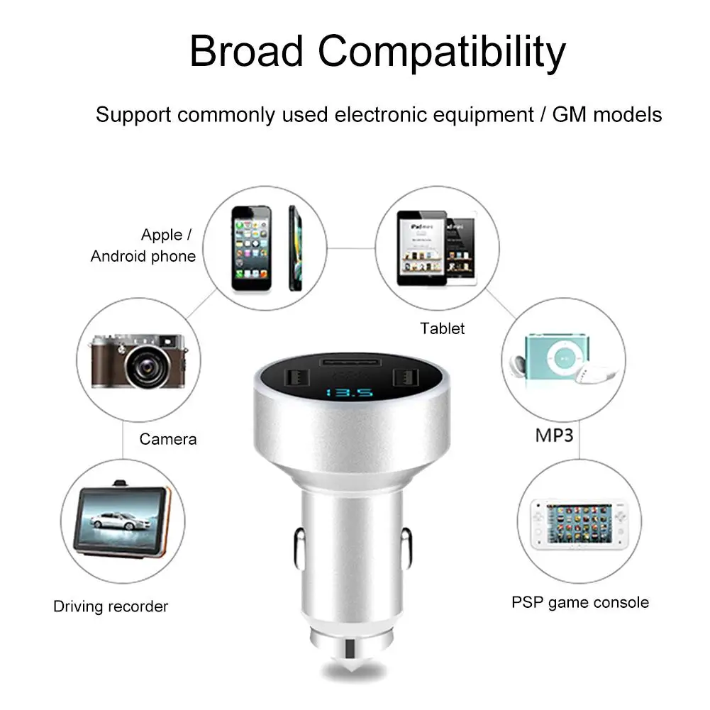 

2018 Hot Sale 3.1A 3USB Interface Aluminum Alloy Car Charger Dropship 7.6