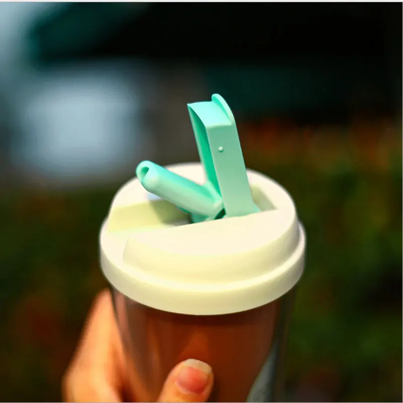 Двухслойная пластиковая соковыжималка для воды бутылка кофе кружки с соломинкой