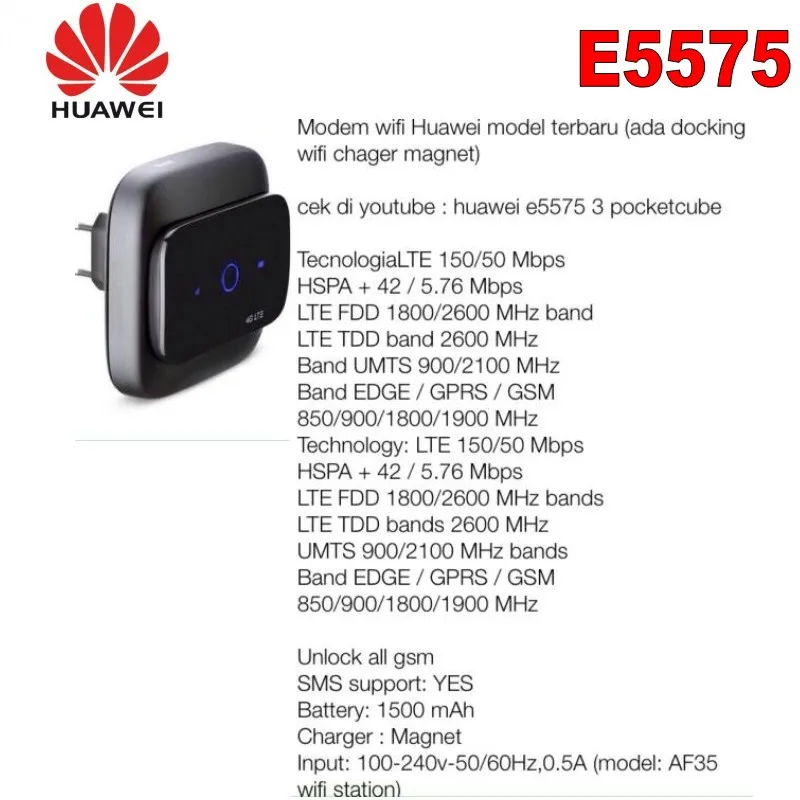 Новое поступление,, разблокировка 150 Мбит/с, HUAWEI E5575, портативный 4G LTE модем, Wi-Fi роутер со слотом для sim-карты и разъемом ЕС