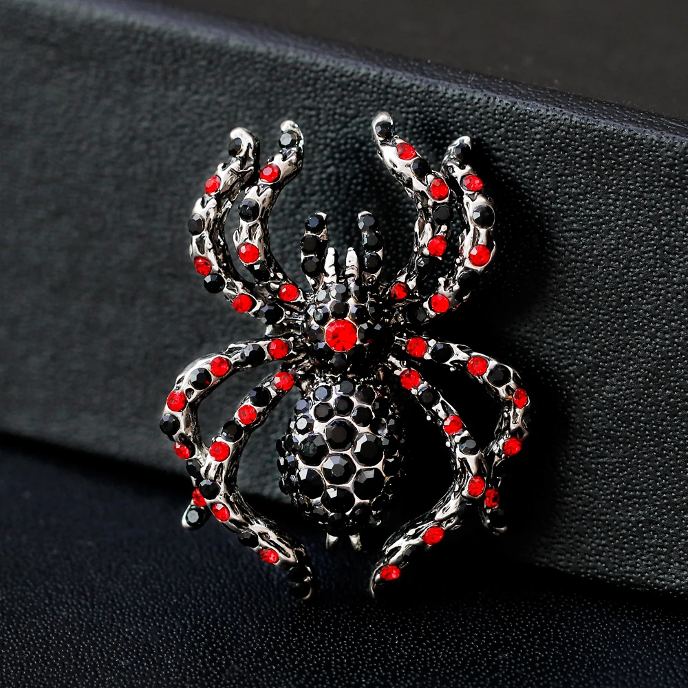 Модные красные и черные стразы паук булавки броши для женщин Свадебная вечеринка