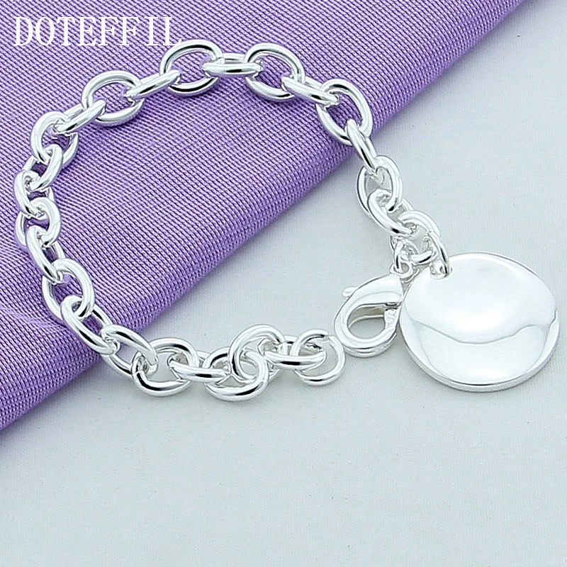 Браслет DOTEFFIL из серебра 925 пробы с круглыми/круглыми бирками цепочка длиной 20 см