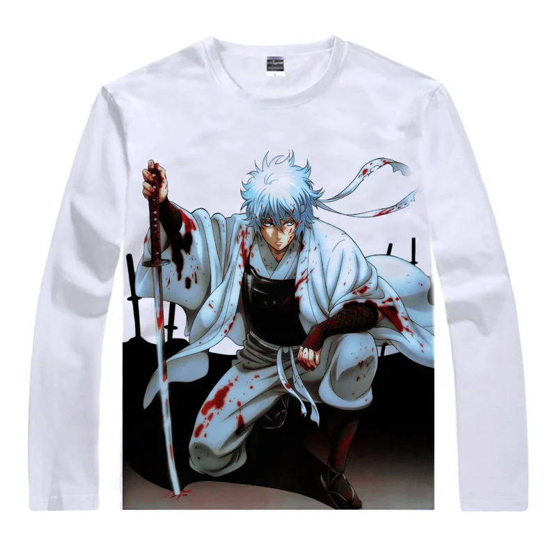 Футболка Coolprint с аниме GINTAMA Джин Тама серебристая душа футболки длинным рукавом
