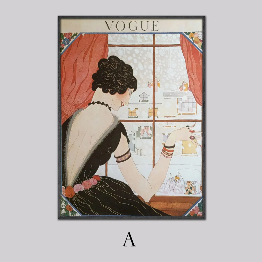 A Винтажный Куадрос Vogue рисунок цитаты плакаты и принты холст настенный поп-арт черно-белая живопись скандинавские декоративные картины - Цвет: A