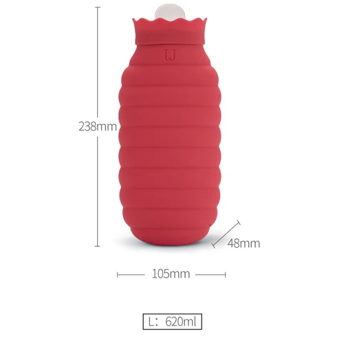 red big xiaomi печь силикона горячей воды сумка безопасный герметичные долго согреться горячая холодная двойной использования с трикотаж крышка - Цвет: red big