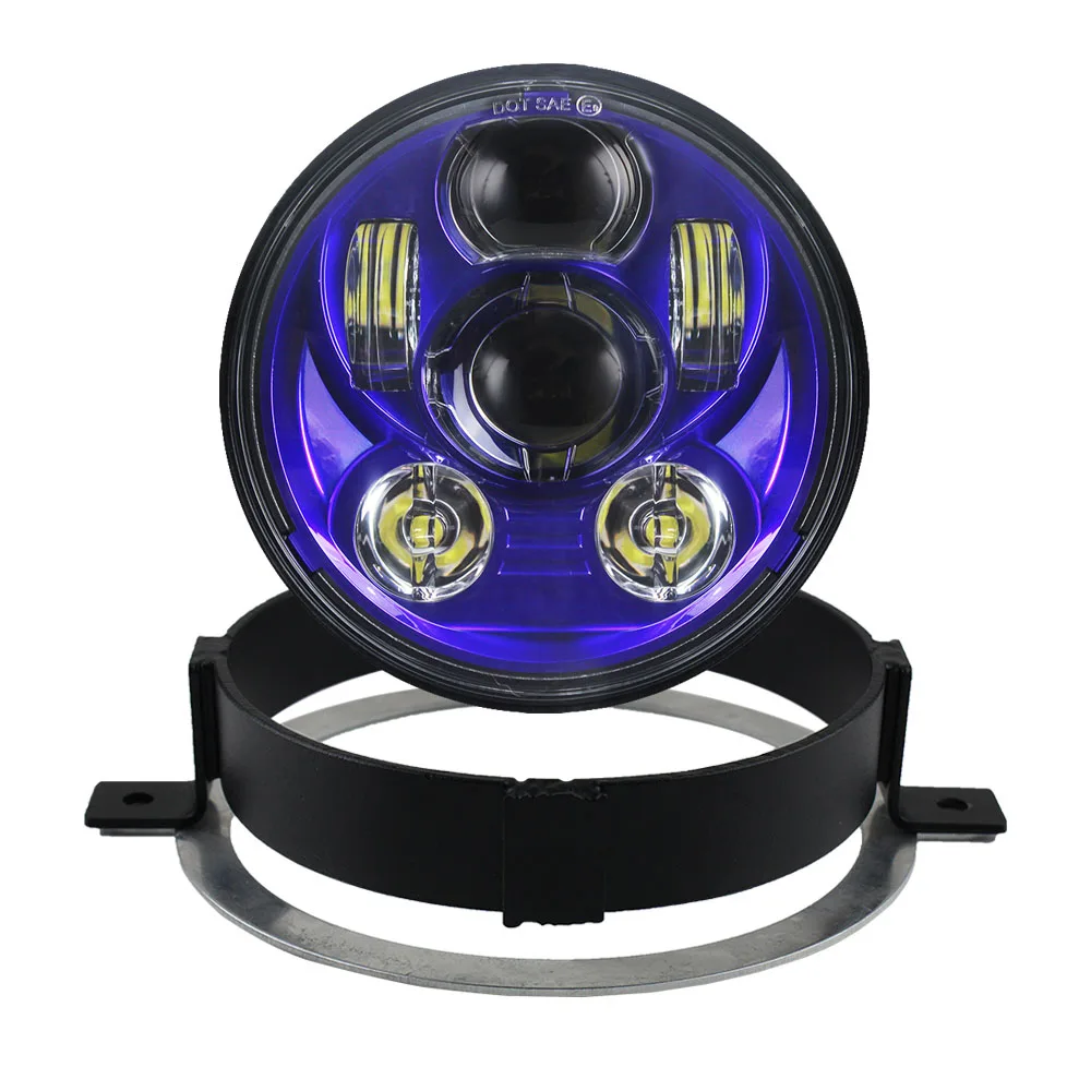 Blue with Bracket Для Honda VTX 1800 VTX 1300 комплект светодиодных фар 5,75 дюймов мотоцикл дальнего ближнего света с монтажным кронштейном кольцо Plug and Play - Цвет: Blue with Bracket