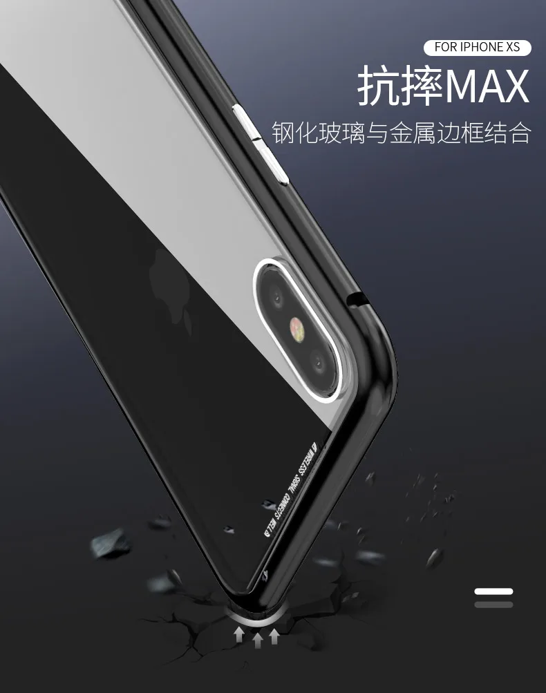 Чехол с магнитной адсорбцией для samsung Galaxy S9 S8 Plus, стеклянный Магнитный флип-чехол для iPhone X XS MAX, роскошный металлический чехол XR