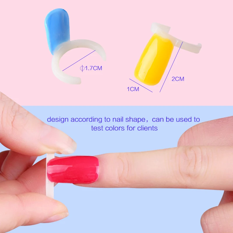 

50Pcs Acrylic Full Nail Tips Polish UV Gel Varnish Color Pops Display Nail Art Ring Style Nail Tips Natural Color Nail Art Tools