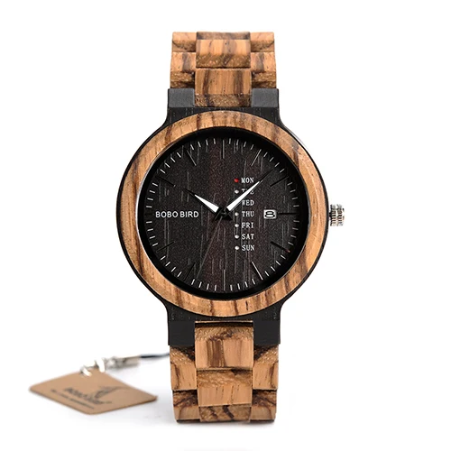 O26-2 Relogio masculino BOBO BIRD мужские часы деревянные бизнес Авто Дата Неделя дисплей часы Relogio настроить логотип U-O26 - Цвет: O26-2