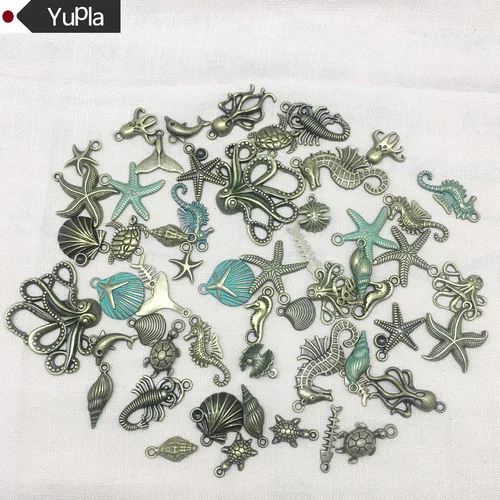 Mixed 60pcs 20 шт./лот, подвески в виде морской звезды, Античная бронзовая подвеска, сделай сам, браслет ручной работы, ожерелье, брелок, сумка, аксессуары - Окраска металла: Mixed 60pcs